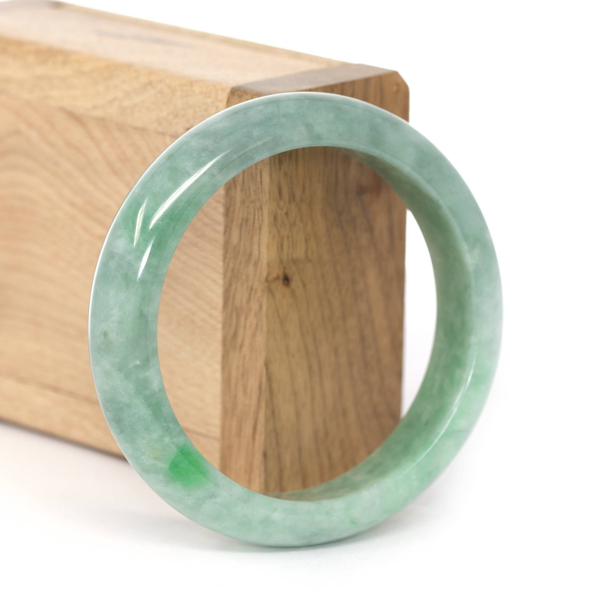 Baikalla Jewelry Jadeite Jade Bangle Bracelet Baikalla "Classic Bangle" Deep Green Natural Burmese Jadeite Jade Bangle ( 56.06mm )#450