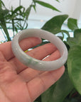 "Classic Princess Half Round" Blue- Green Jadeite Jade Bangle (57.22 mm) 