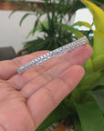 14k White Gold Diamond Oval Luxury Bangle Bracelet