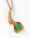 Baikalla Jewelry 18k Gold Jadeite Necklace 18K Rose Gold Genuine Imperial Jadeite Flower Pendant with Diamonds