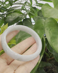 "Classic Princess Half Round" Blue- Green Jadeite Jade Bangle (56.94 mm) 