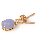 Baikalla Jewelry 18k Rose Gold Genuine Burmese Lavender Jadeite  Pendant Necklace With Diamond