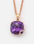 Baikalla Jewelry Amethyst 18k Rose Gold Genuine AAA Amethyst Pendant Necklace