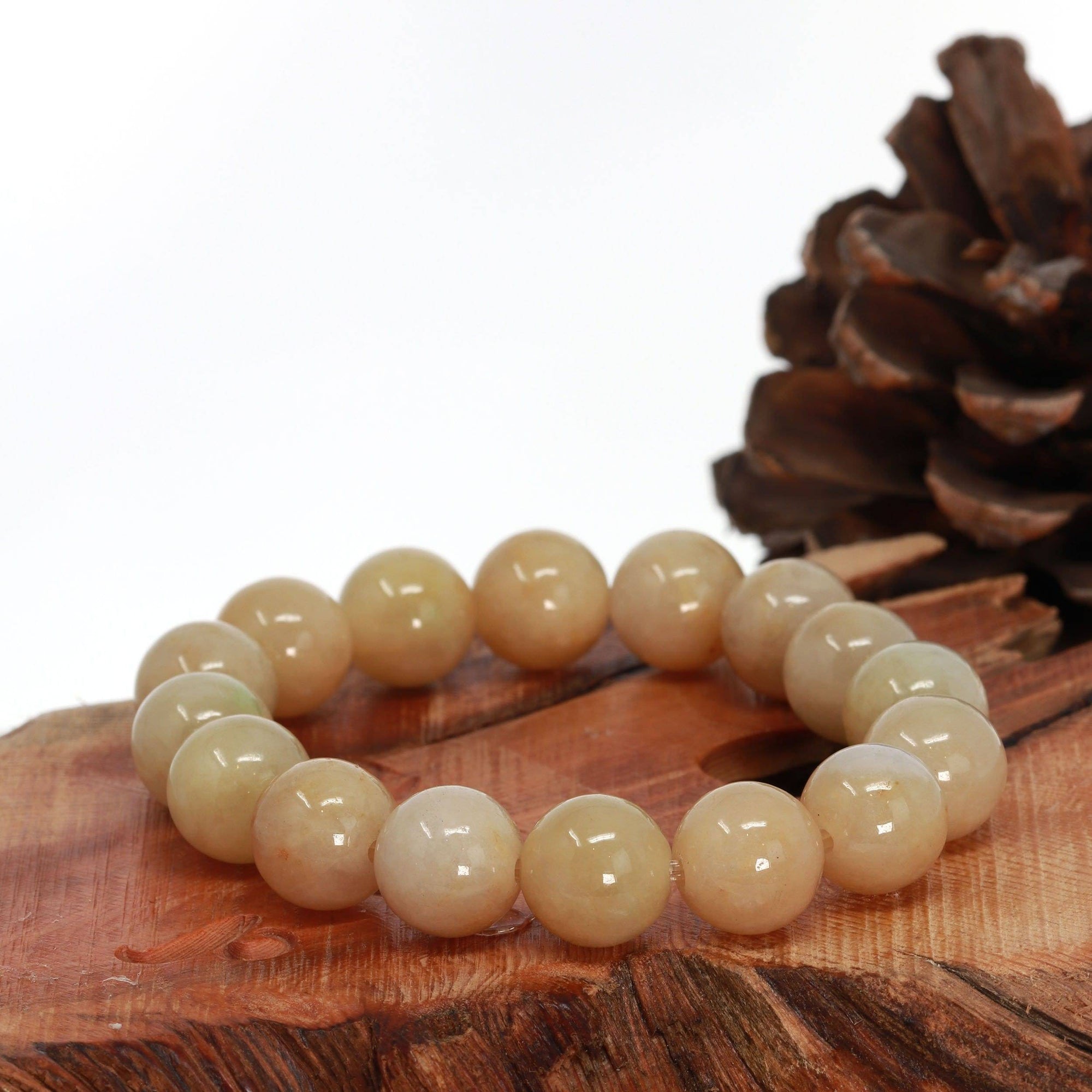 Baikalla Jewelry jade beads bracelet Genuine Jadeite Jade Round Beads Bracelet ( 13 mm ) For Men