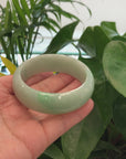 Baikalla Classic Green Natural Jadeite Jade Wider Bangle Bracelet (57.8 mm) 