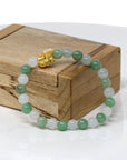 Baikalla Jewelry 24k Gold Jadeite Beads Bracelet Genuine High-quality Jade Jadeite Bracelet Bangle with 24k Yellow Gold Train Engine Charm 