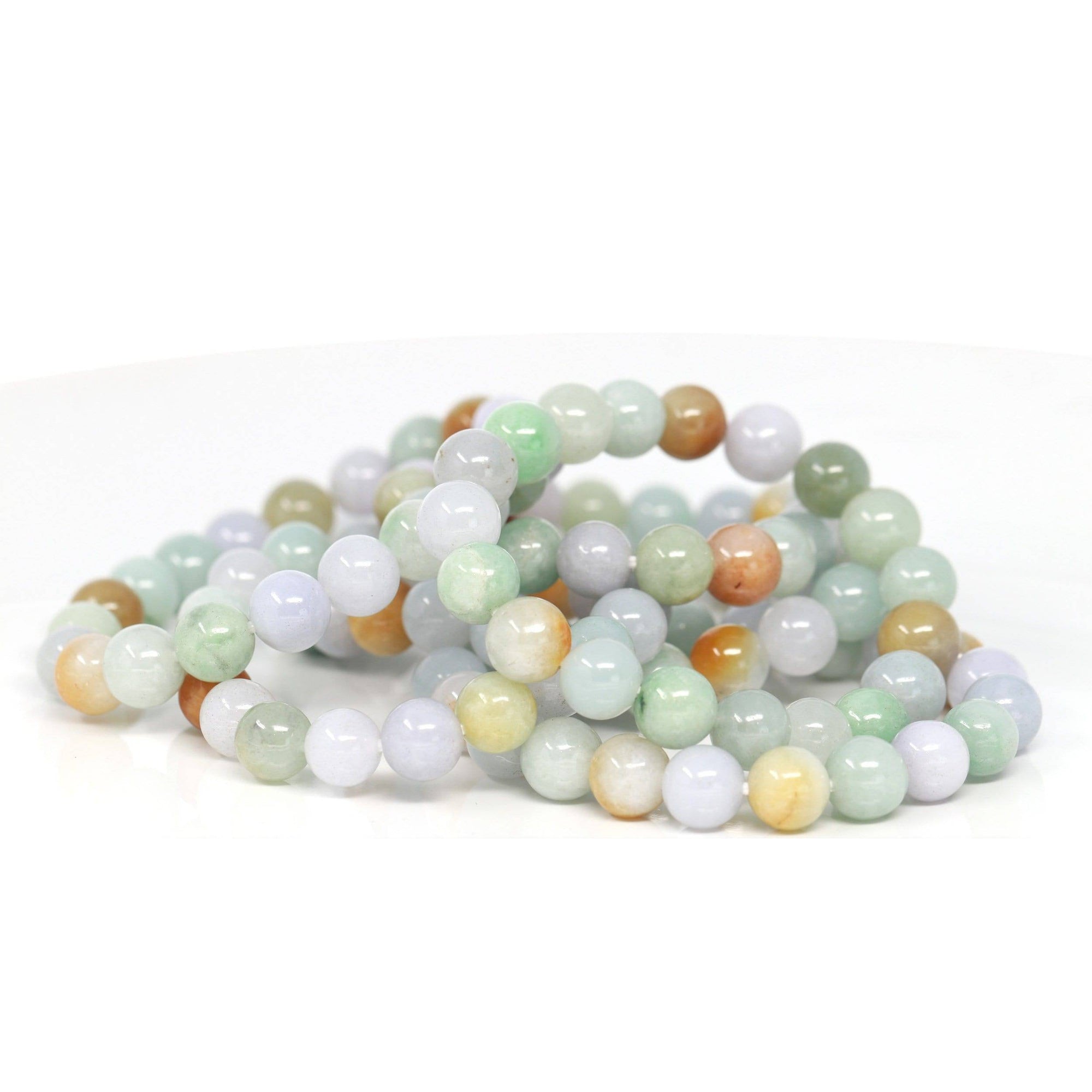 Baikalla Jewelry jade beads bracelet Genuine Jadeite Jade Round Multiple Colors Beads Bracelet (9.5 mm)