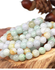 Baikalla Jewelry jade beads bracelet Genuine Jadeite Jade Round Multiple Colors Beads Bracelet (9.5 mm)