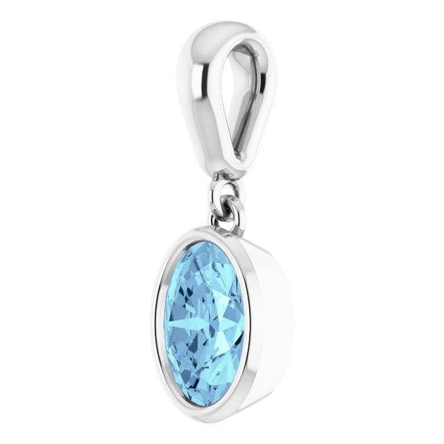 Baikalla Jewelry Gold Aquamarine Necklace Sterling Silver 14k White Gold Genuine Oval Aquamarine Pendant Necklace