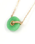 Baikalla Jewelry 18k Gold Jadeite Necklace 18k Rose Gold Genuine Burmese Jadeite Lucky Pendant Necklace With Diamonds