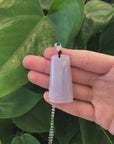 Genuine Light Lavender Jadeite Jade "Good Luck Bamboo" Pendant Necklace With Real Jadeite Bead Necklace