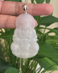 Genuine Burmese Lavender Jadeite Jade Guanyin Pendant Necklace