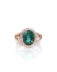 Baikalla Jewelry Gold Sapphire Ring 18k Rose Gold Lab-Created Emerald Ring With CZ