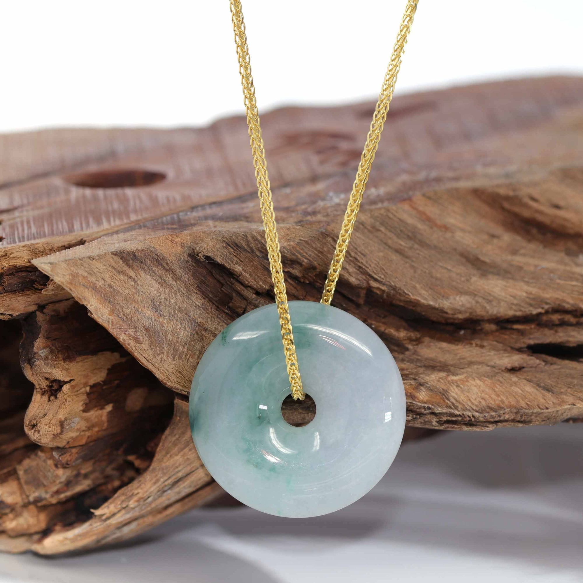 Baikalla Jewelry Jade Pendant Necklace Baikalla &quot;Good Luck Button&quot; Necklace Green Jadeite Jade Pendant For Men