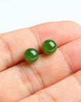 Baikalla Jewelry Gold Jade Earrings Baikalla™ "Classic Jade Stud" 18K Gold Genuine Nephrite Green Jade Beads (high quality) Earrings