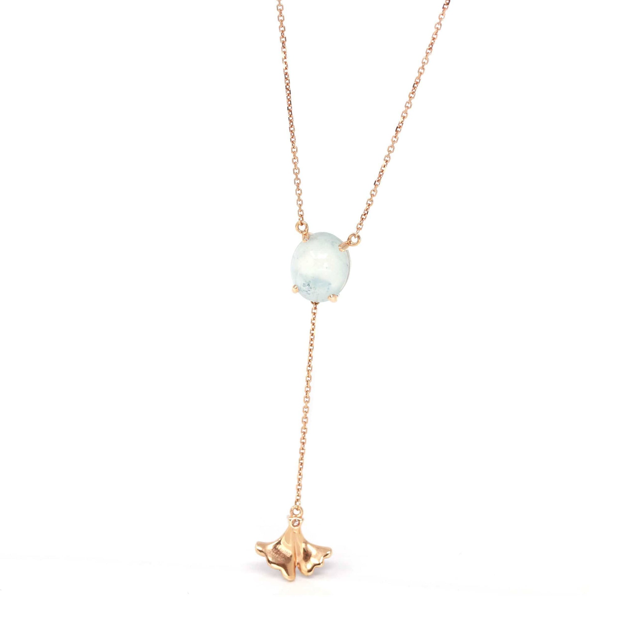 Baikalla Jewelry 18k Gold Jadeite Necklace Baikalla™ &quot;Morning Glory&quot; 18k Rose Gold Genuine Burmese Jadeite Necklace With Diamonds