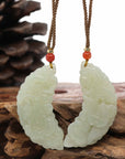 Baikalla Jewelry Jade Pendant Necklace Baikalla™ "Dragon & Phoenix" Genuine HeTian White Nephrite Jade Pendant Necklace