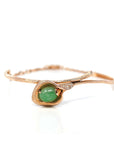 Baikalla Jewelry Gold Jade Bracelet 18k Rose Gold "Morning Glory" Half Bracelet Bangle with Green Imperial Jade & Diamonds