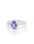 Baikalla Jewelry Gold Ruby Ring 14k White Gold Natural Oval Tanzanite Diamond Anniversary Ring