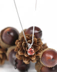 Baikalla Jewelry Silver Sunstone Necklace Sterling Silver Red Ponderosa Sunstone Necklace With Bezel Set white Sapphire