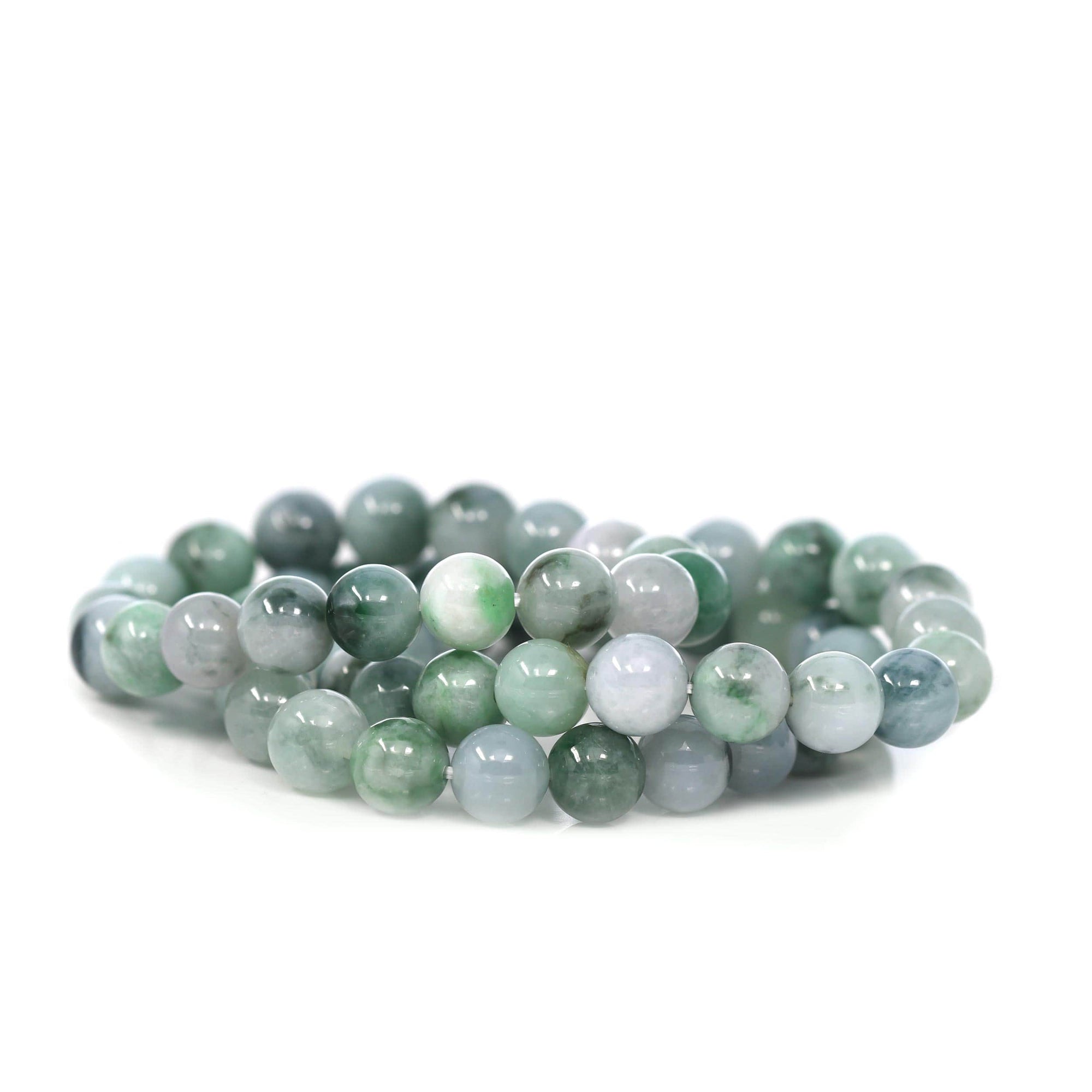 Baikalla Jewelry jade beads bracelet Genuine Jadeite Jade 10mm Round Blue Green Multiple Color Beads Bracelet (10mm)