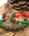 Baikalla 8in Baikalla Natural Nephrite Jade Bead Bracelet With Red String