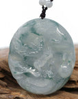 Baikalla Jewelry Jade Carving Necklace Baikalla™ "Soring Dragon" Natural Jadeite Jade Blue Green Pendant Necklace For Men, Collectibles.