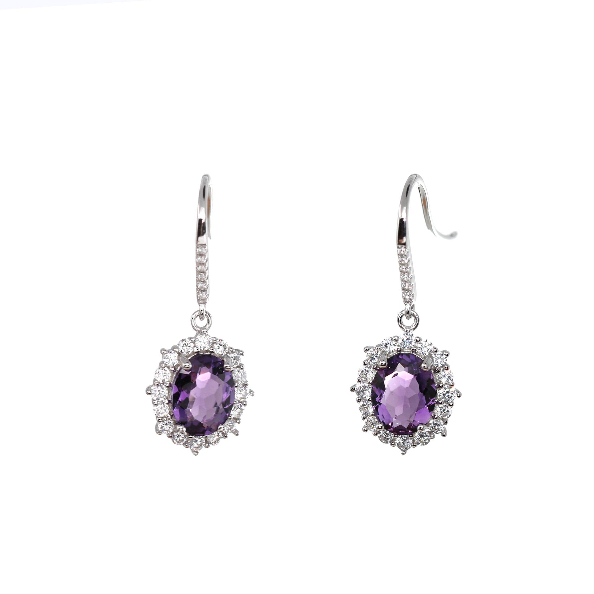 Baikalla Jewelry Silver Gemstones Earrings Baikalla™ Classic Sterling Silver Natural Amethyst Topaz Citrine Garnet Earrings With CZ