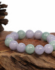 Baikalla Jewelry jade beads bracelet Jadeite Jade 13mm Round Green & Lavender Beads Bracelet ( 13 mm )