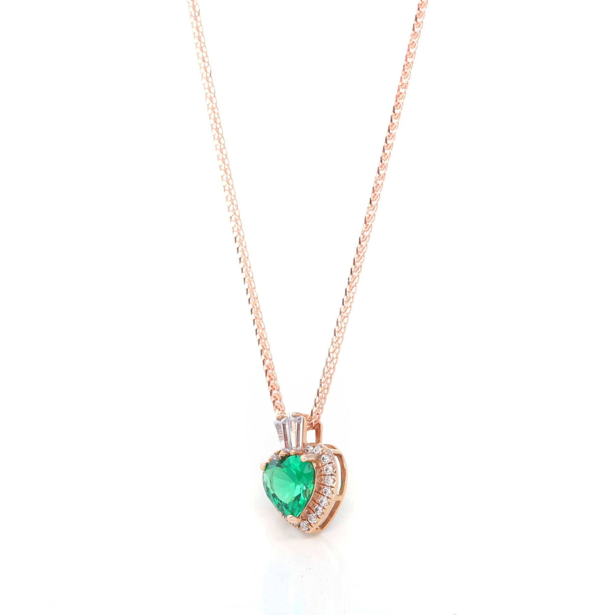 Baikalla Jewelry Emerald Pendant Necklace 18k Rose Gold  Lab. Created Emerald & CZ Pendant Necklace