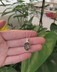 Sterling Silver & 14k Yellow Gold Natural Smoky Quartz Pendant Necklace With CZ