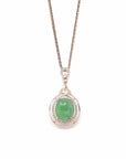 Baikalla Jewelry 18k Gold Jadeite Necklace 18K Rose Gold Oval Imperial Jadeite Jade Cabochon Necklace with Diamonds