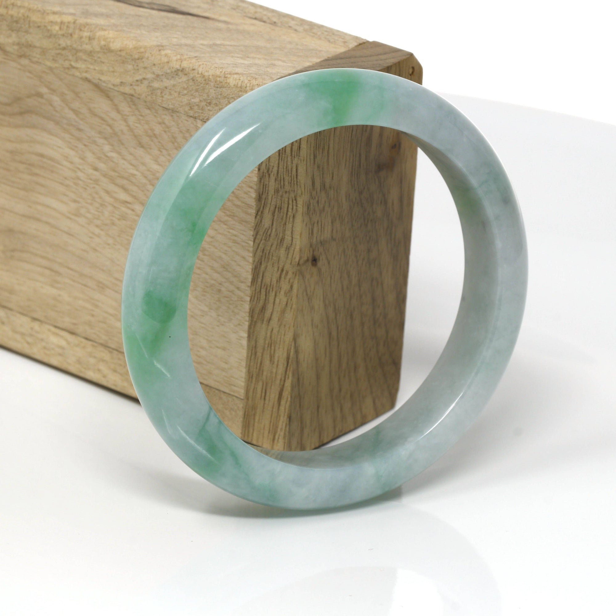 Baikalla Jewelry Jade Bangle Genuine Burmese Green Jadeite Jade Bangle Bracelet ( 58.8 mm ) #68