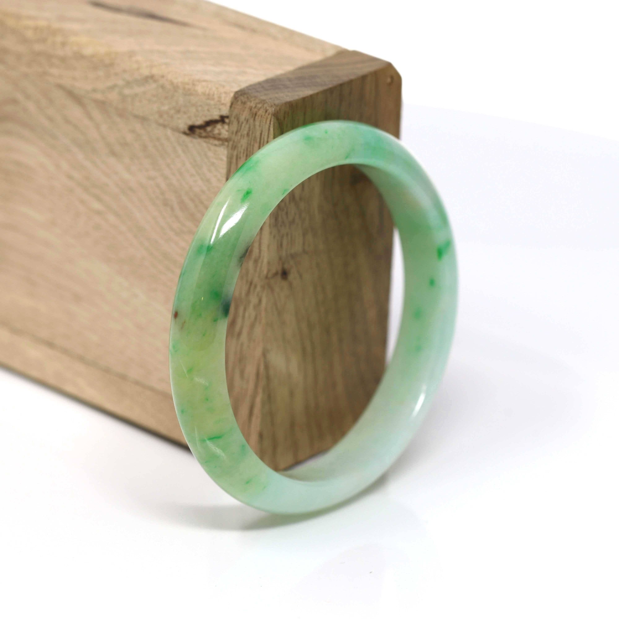 Baikalla Jewelry Jadeite Jade Bangle Bracelet Natural Jadeite Jade Bangle Bracelet ( 53 mm) #442