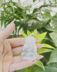 "Goddess of Compassion" Genuine Burmese Ice Blue Jadeite Jade Guanyin Necklace With Good Luck Design Sterling Silver Bail