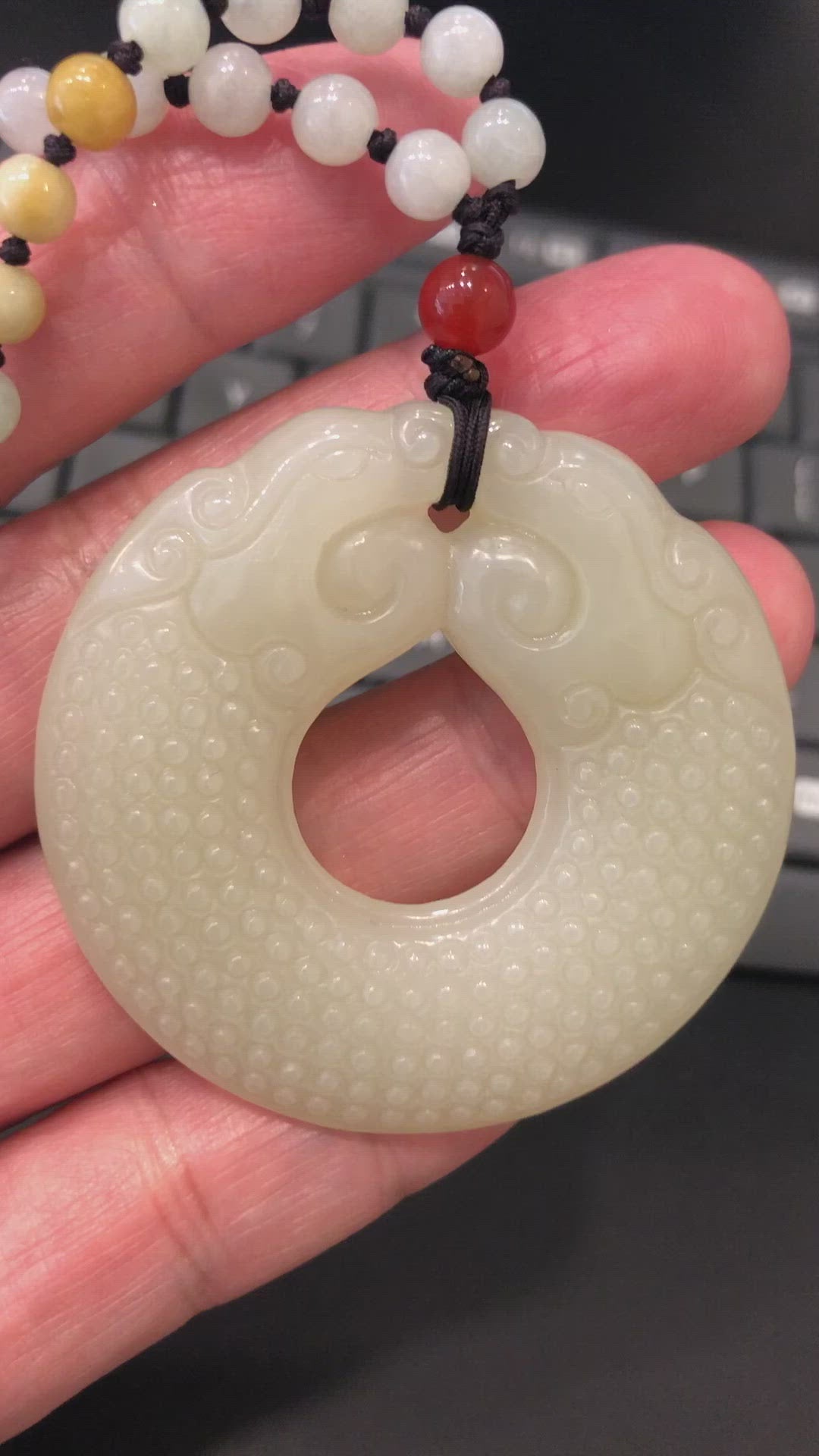 Genuine White Nephrite White Jade Dragon Pendant Necklace, Real Jade Jewelry