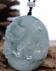 Baikalla Jewelry Jade Carving Necklace Baikalla™ "Soring Dragon" Natural Jadeite Jade Blue Green Pendant Necklace For Men, Collectibles.