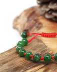 Baikalla Baikalla Natural Nephrite Jade Bead Bracelet With Red String