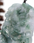 Baikalla Jewelry Jade Carving Necklace "Soring Dragon" Natural Jadeite Jade Blue Green Pendant Necklace For Men, Collectibles.