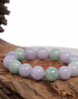 Baikalla Jewelry jade beads bracelet Jadeite Jade 13mm Round Green & Lavender Beads Bracelet ( 13 mm )