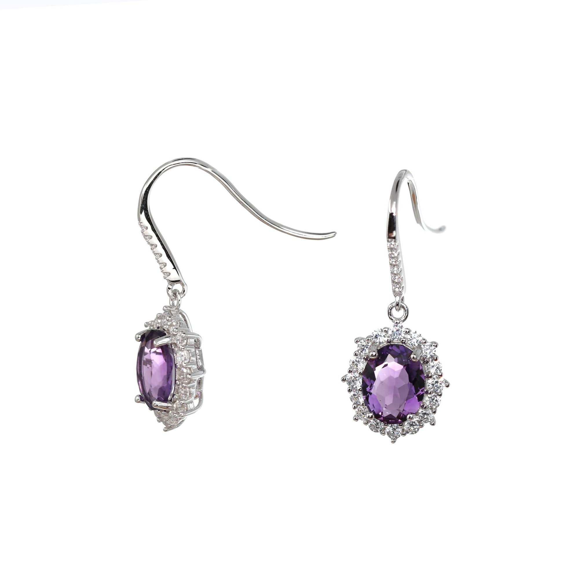 Baikalla Jewelry Silver Gemstones Earrings Baikalla™ Classic Sterling Silver Natural Amethyst Topaz Citrine Garnet Earrings With CZ