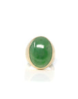 Baikalla Jewelry Gold Jadeite Jade Ring Baikalla "Classic Oval Signet" 14k Genuine Forest Green Old mine Jadeite Jade Men's Ring