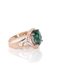 Baikalla Jewelry Gold Sapphire Ring 18k Rose Gold Lab-Created Emerald Ring With CZ