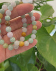 Genuine Jadeite Jade Round Multiple Colors Beads Bracelet ( 8 mm)