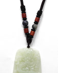 Baikalla Jewelry Nephrite Jade Necklace Natural White Nephrite Jade Double Dragon Pendant Necklace ( Carved Art )