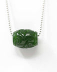 Baikalla Jewelry Jade Pendant Necklace Genuine HeTian Nephrite Green Jade Lucky Bead Pendant Necklace With Flower Pattern