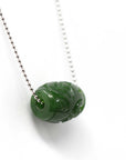 Baikalla Jewelry Jade Pendant Necklace Genuine HeTian Nephrite Green Jade Lucky Bead Pendant Necklace With Flower Pattern