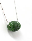 Baikalla Jewelry Jade Pendant Necklace Genuine HeTian Nephrite Green Jade Lucky Bead Pendant Necklace With Flower Pattern