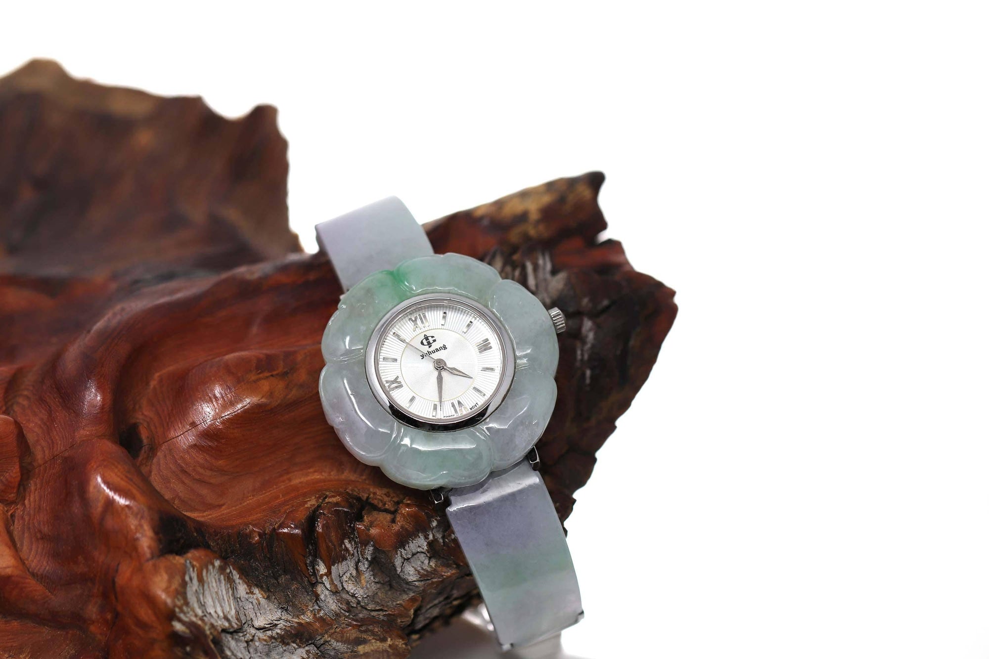 Baikalla Jewelry genuine jadeite carving watch Genuine Burmese Lavender- Green Jadeite Jade Watch (Art & Collectibles)