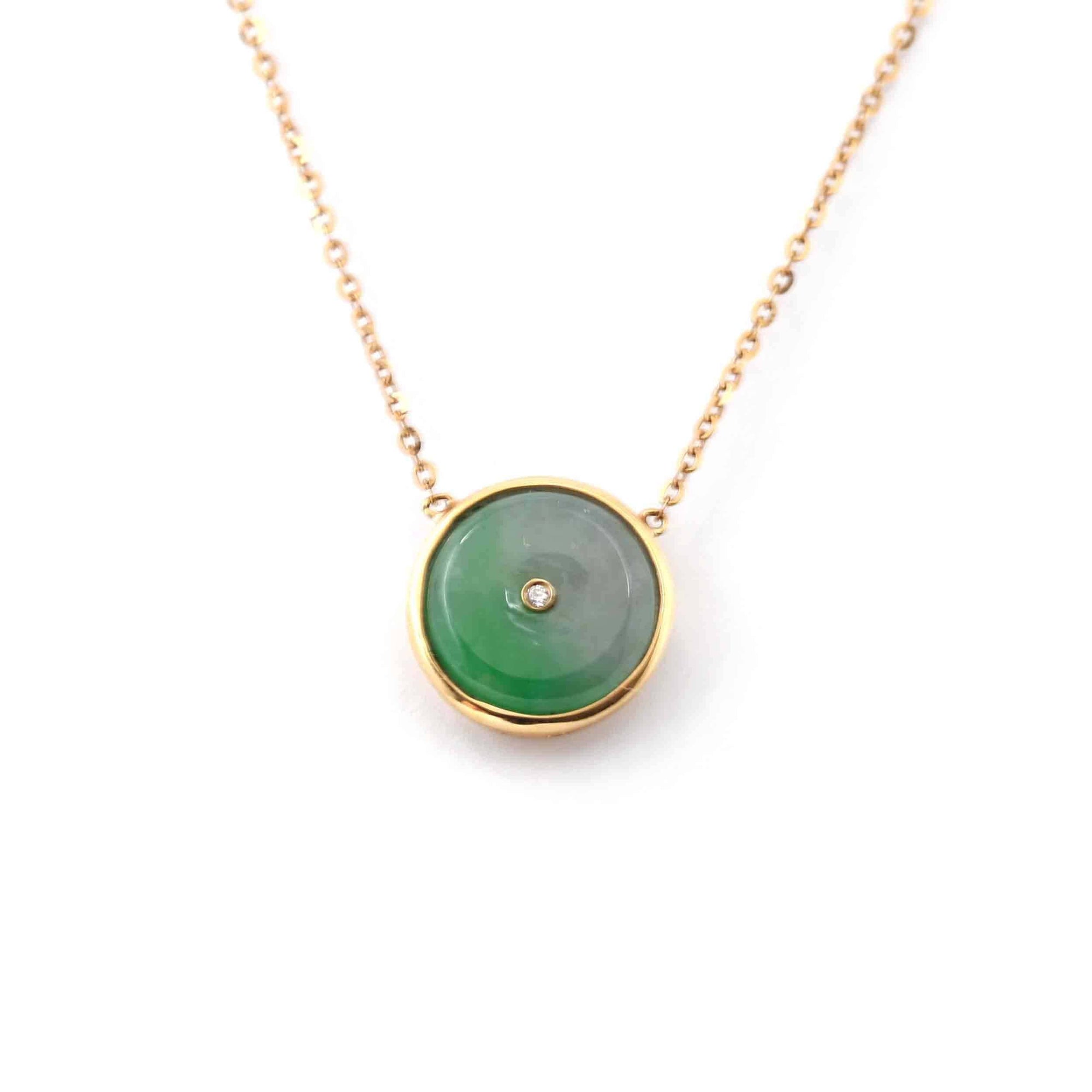 Baikalla Jewelry Gold Jadeite Necklace 18k Rose Gold Jadeite jade Diamond KouKou Pendant Necklace